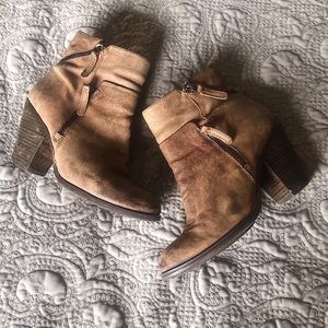 Vince Camuto Brown Side Zip Heeled Ankle Bootie
